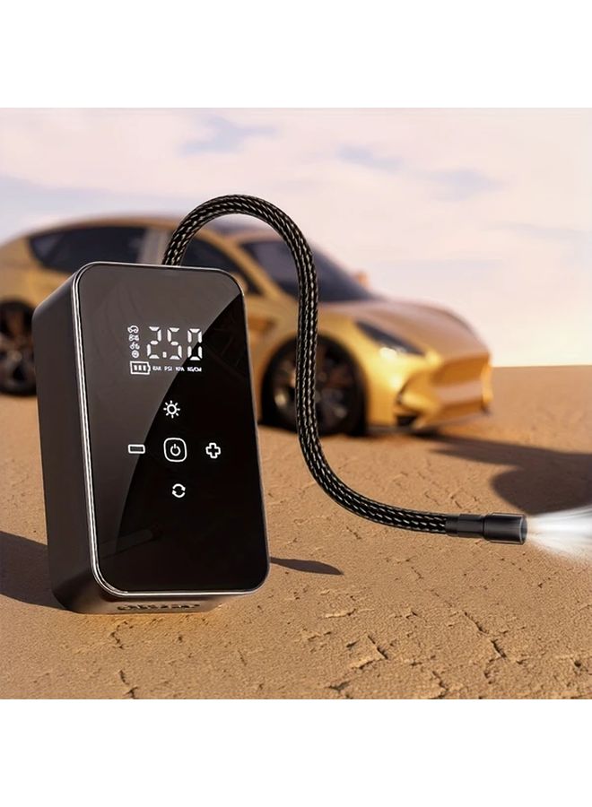 ضاغط الهواء اللاسلكي الأسود، منفاخ الإطارات المحمول، نفخ سريع، إيقاف تلقائي، شاشة عرض LED - Image 5